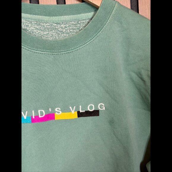 David Dobrik Sweatshirt Small Blue Vlog Squad 'Davids Vlog' Fleece Crewneck - Picture 7 of 10
